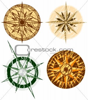 Four Grunge Compasses - Vector File