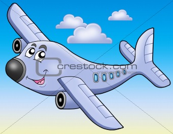 Cartoon airplane on blue sky