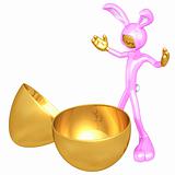 Easter Bunny With Empty Gold Egg