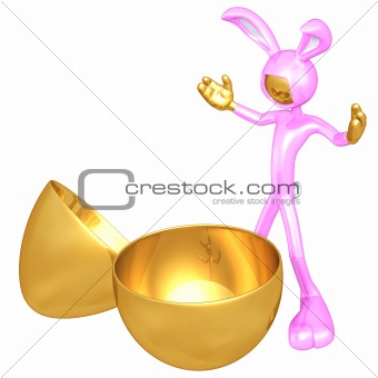 Easter Bunny With Empty Gold Egg