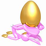 Easter Bunny Doing Pilates With Gold Egg
