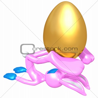 Easter Bunny Doing Pilates With Gold Egg