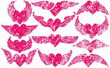Grunge Hearts with Wings