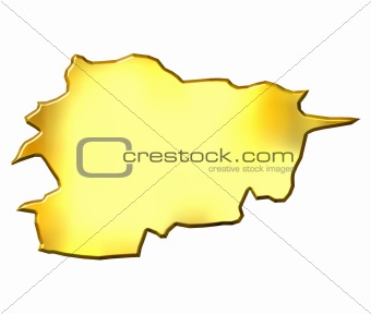 Andorra 3d Golden Map
