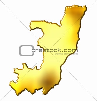 Congo Republic of 3d Golden Map