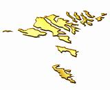 Faroe Islands 3d Golden Map