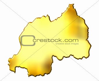 Rwanda 3d Golden Map