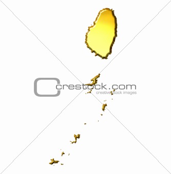 Saint Vincent and the Grenadines 3d Golden Map