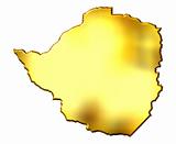 Zimbabwe 3d Golden Map
