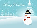 snowman and tree in snowflake, vector illustration