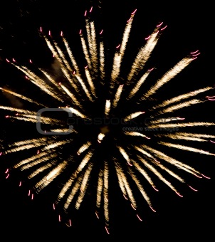 Yellow and pink fireworks