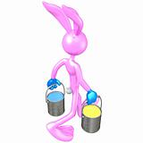 Easter Bunny Carrying Paint Cans