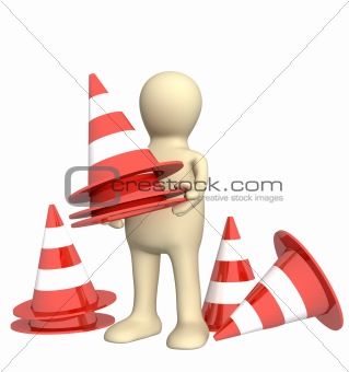3d puppet with emergency cones