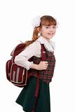 School girl with schoolbag. Education. 