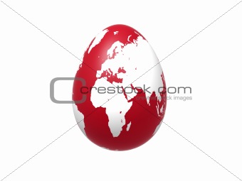 egg world in red - europe, africa, asia