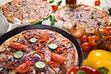 Supreme pizza in pan
