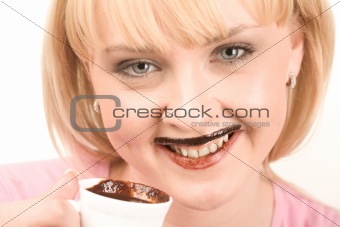 Drinking hot chocolate