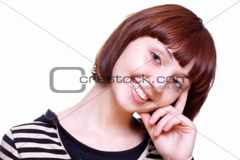 laughing girl in a T-shirt