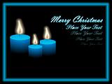 blue frame of xmas candles and text
