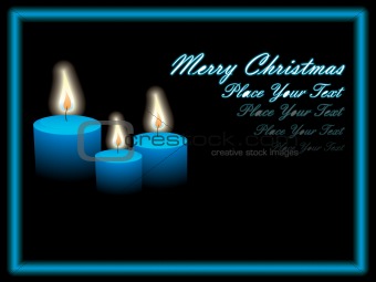 blue frame of xmas candles and text