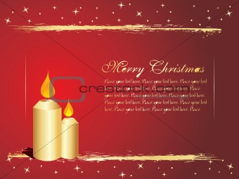red christmas vector, stars and candles
