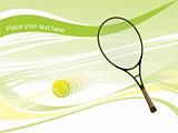 tenis racket with ball in motion; illustration