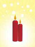 two red candles and snowflake, yellow 
