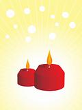 two short candles and snowflake, yellow 