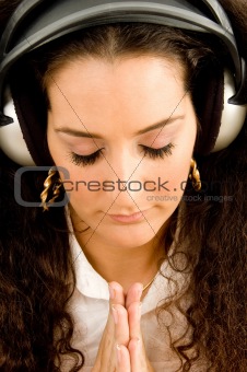 attractive woman with headphones