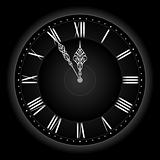 Stylish black silver vector clock.