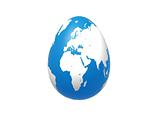 egg world in blue - europe, africa, asia
