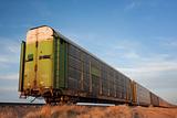 train of old stock rail cars for livestock transportation 