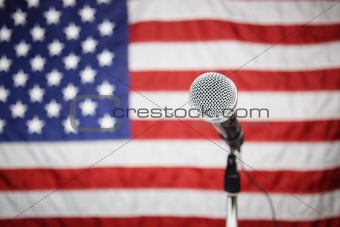 American Flag and microphone