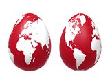 two 3d eggs world in red
