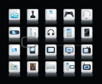 electronic icons on black
