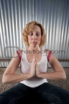 Smoking woman meditating