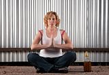 Smoking and drinking woman meditating