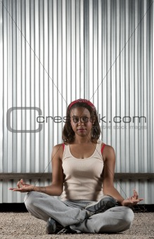 African-American woman meditating