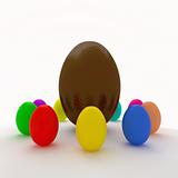  colorful eggs, easter background