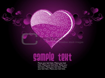 purple color background with heart text