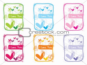 vector collection of six love cards