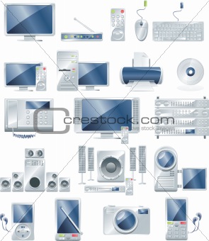 Vector electronic equipment icon set