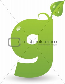 one vector letter from a green floral alphabet