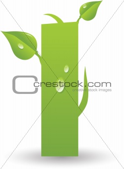 one vector letter from a green floral alphabet