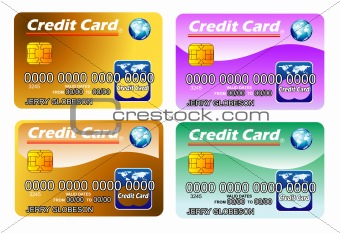Four Credit cards with chip. fully editable