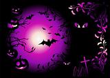 Halloween night background, vector illustration