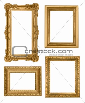Vintage Detailed Gold Empty Picure Frames