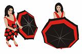 Girls with umbrella_Red