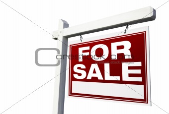 For Sale Real Estate Sign Isolated on a White Background.