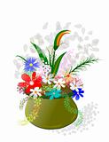 Flowerpot and flowers, object wite isolated background.